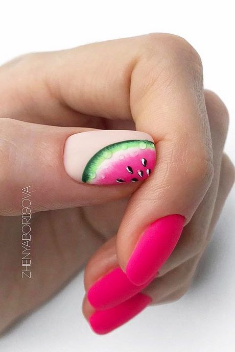 watermelon-nails-easy-37_9 Pepene verde cuie ușor