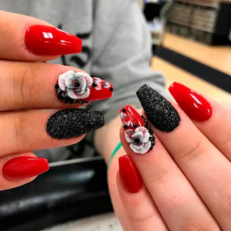 acrylic-nail-designs-red-and-black-60_6 Unghii acrilice modele roșu și negru