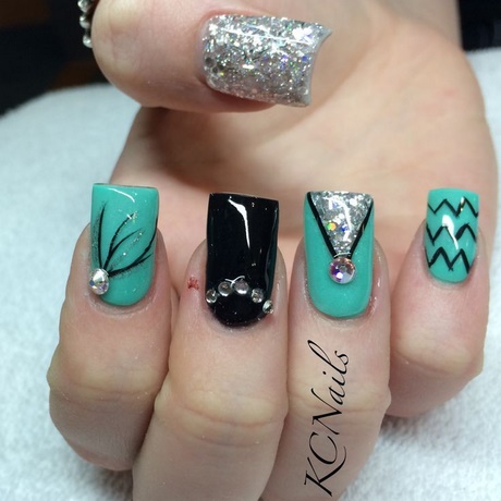 black-and-teal-nail-designs-30_15 Modele de unghii negre și teal