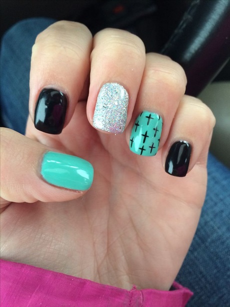 black-and-teal-nail-designs-30_3 Modele de unghii negre și teal