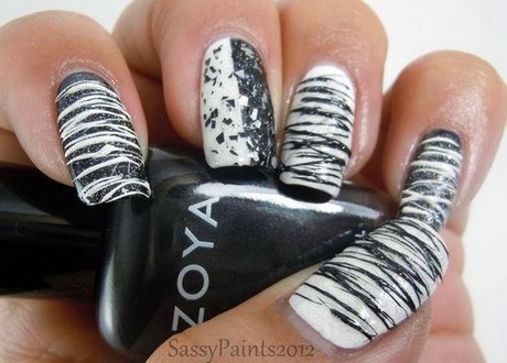black-white-and-gray-nail-art-32_2 Negru alb și gri nail art