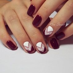 maroon-and-white-nail-designs-43 Modele de unghii maro și alb