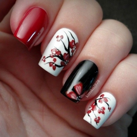 nail-art-black-red-78_5 Nail art negru roșu