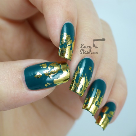 nail-art-gold-leaf-92_19 Nail art frunze de aur