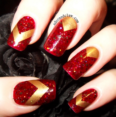 nail-art-in-red-and-gold-79_16 Nail art în roșu și aur