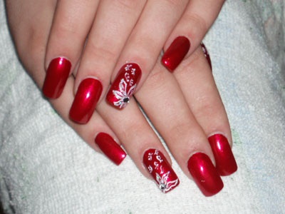 nail-art-on-red-polish-37_12 Nail art pe lac roșu