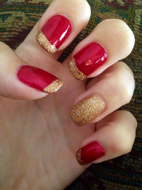 nail-art-red-gold-43 Nail art Aur Roșu