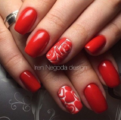 nail-designs-on-red-nail-polish-28_13 Modele de unghii pe lac de unghii roșu