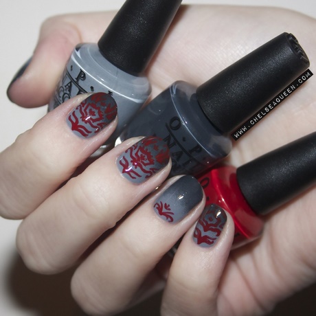 red-and-grey-nail-art-35_5 Arta unghiilor roșii și gri