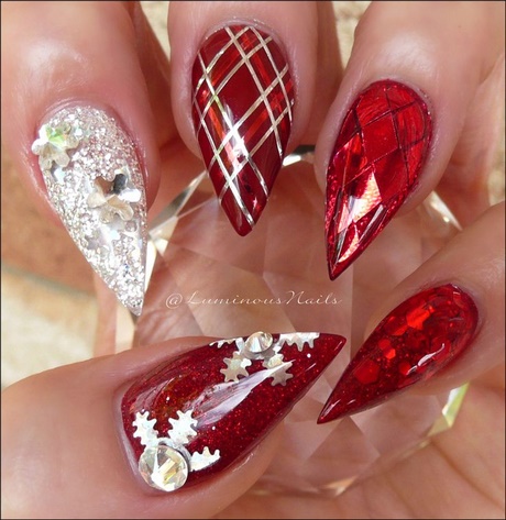 red-and-silver-gel-nails-32_19 Unghii cu gel roșu și argintiu