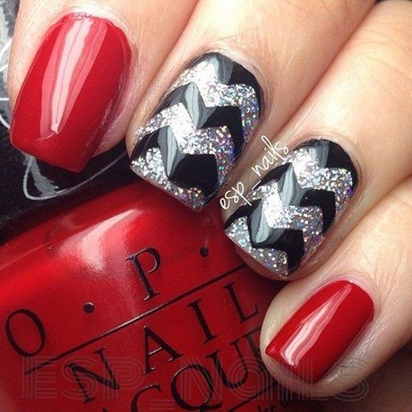 red-black-silver-nail-designs-91_20 Modele de unghii roșu negru argintiu