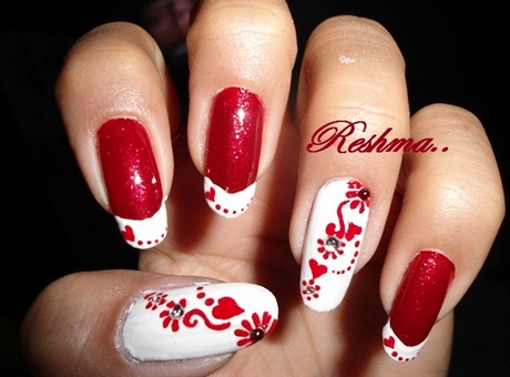 white-red-nail-art-70_7 Alb roșu nail art