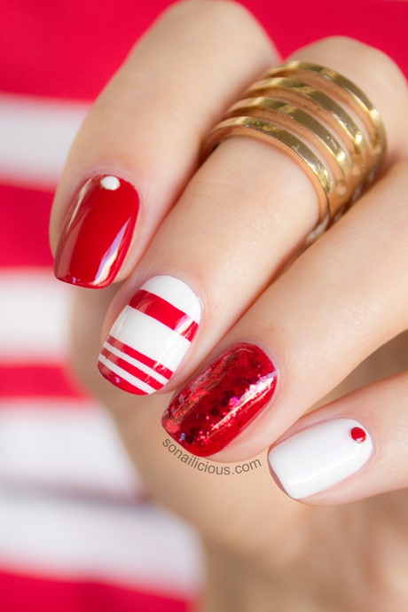 white-red-nail-art-70_9 Alb roșu nail art