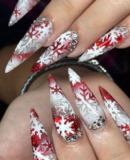 christmas-nail-designs-with-rhinestones-80_14 Modele de unghii de Crăciun cu pietre