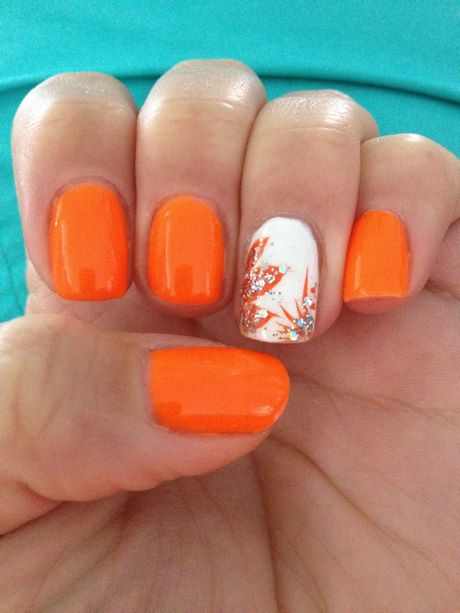 cute-orange-nail-designs-29_10 Modele drăguțe de unghii portocalii