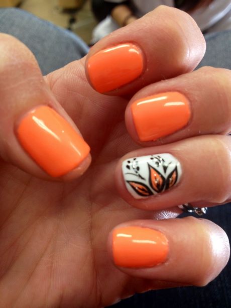 cute-orange-nail-designs-29_12 Modele drăguțe de unghii portocalii