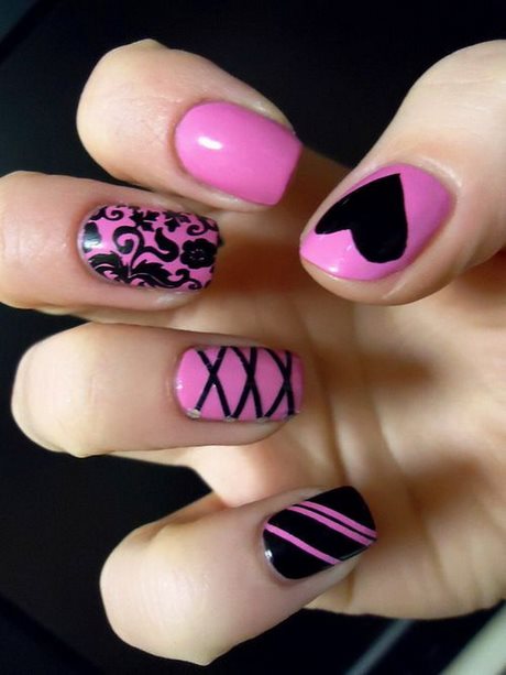 cute-pink-and-black-nails-95_8 Drăguț roz și unghii negre