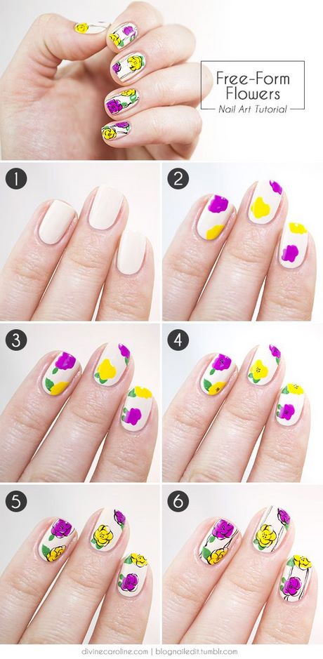 easy-flower-nail-designs-step-by-step-01_18 Design ușor de unghii de flori pas cu pas