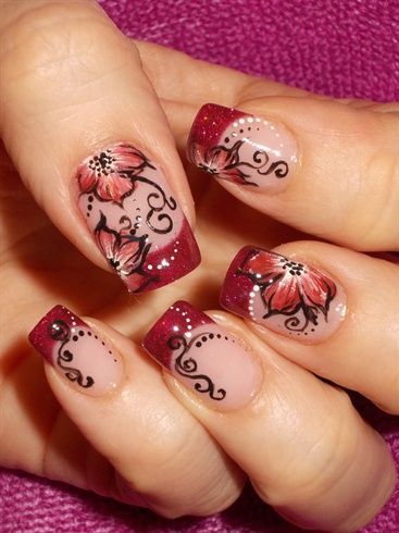 french-manicure-with-red-design-77_18 Manichiura franceză cu design roșu