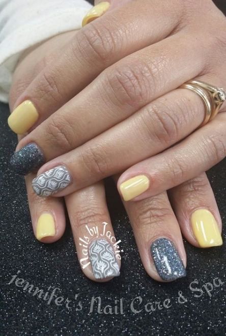 gray-and-yellow-nail-designs-98_11 Modele de unghii gri și galben