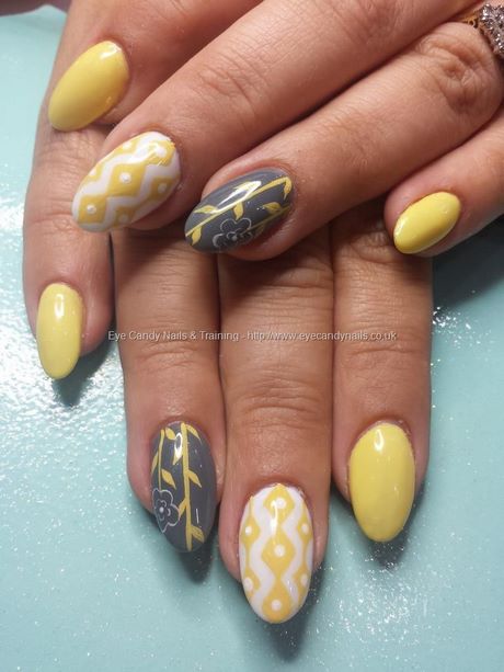 gray-and-yellow-nail-designs-98_13 Modele de unghii gri și galben