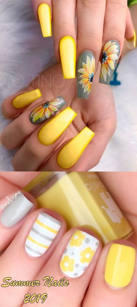 gray-and-yellow-nail-designs-98_6 Modele de unghii gri și galben