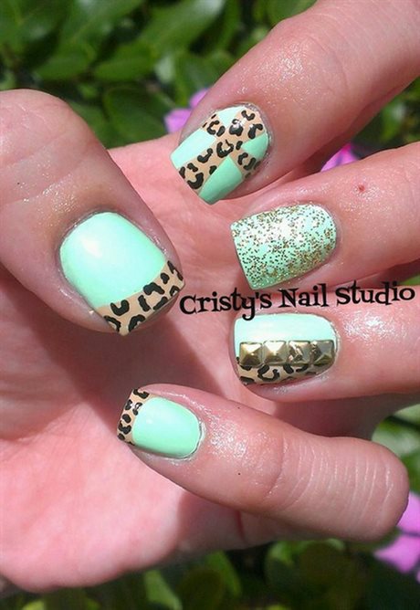 green-and-pink-nail-art-54 Arta unghiilor verde și roz