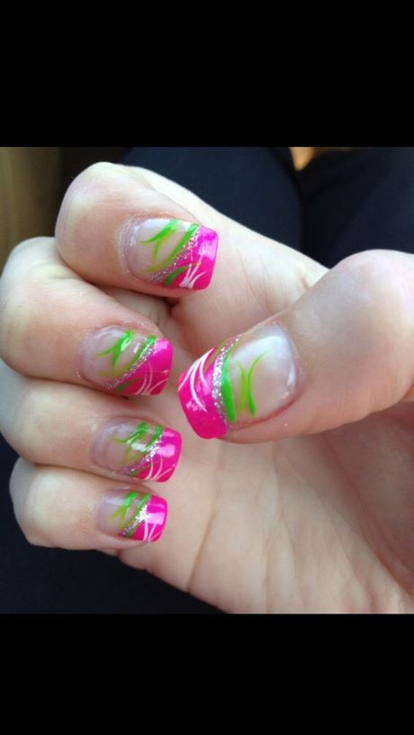 green-and-pink-nail-art-54_6 Arta unghiilor verde și roz