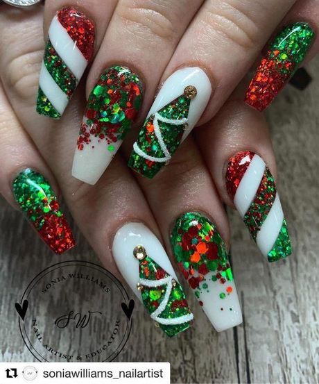green-christmas-nails-designs-44_17 Modele de Unghii verzi de Crăciun
