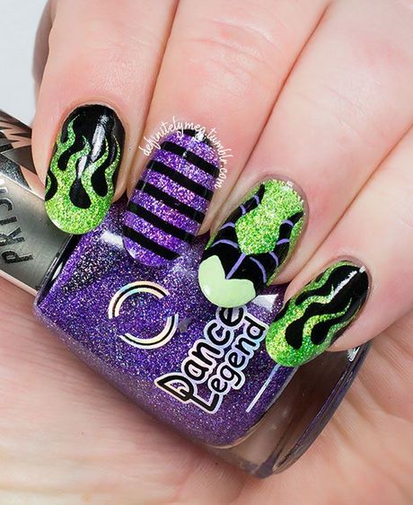 halloween-nail-stamping-ideas-28_13 Idei de ștanțare a unghiilor de Halloween