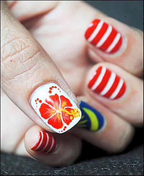 Hibiscus nail art design