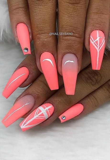 nail-designs-coral-color-71_15 Unghii modele de culoare coral