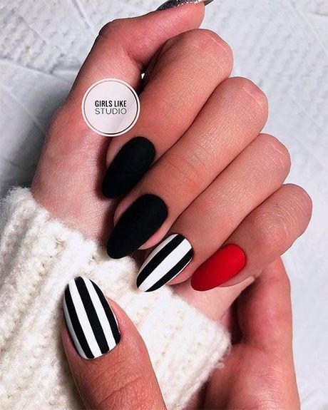 nail-designs-red-black-and-white-96_15 Modele de unghii roșu alb-negru