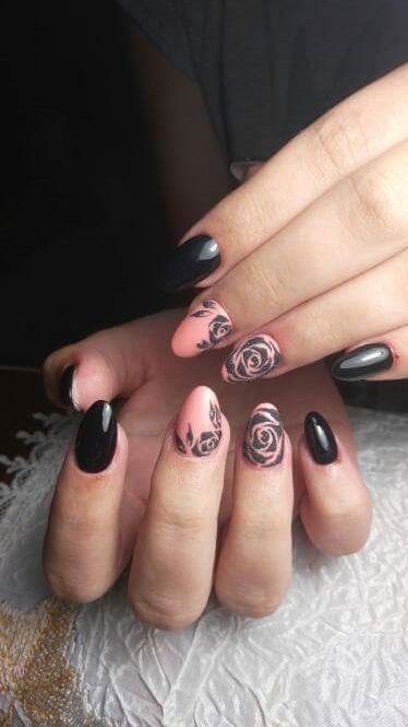 peach-and-black-nail-designs-51_10 Piersic și modele de unghii negre