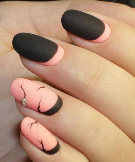 peach-and-black-nail-designs-51_11 Piersic și modele de unghii negre