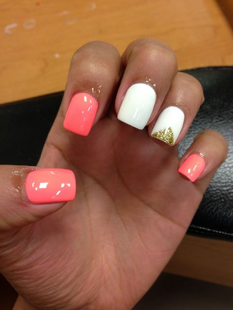 peach-and-white-nail-designs-67 Piersic și modele de unghii albe