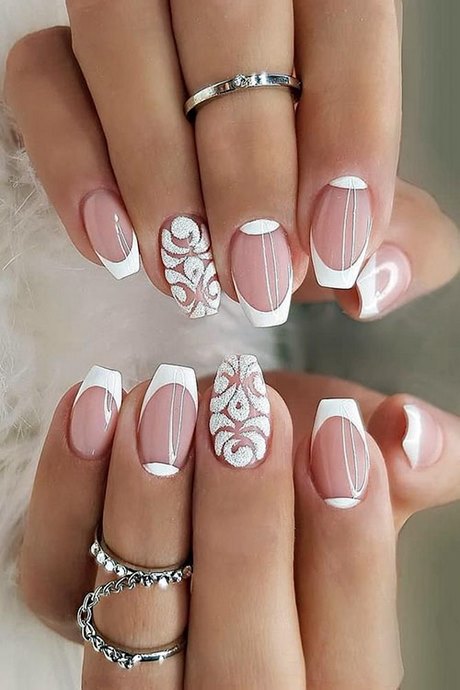peach-and-white-nail-designs-67_2 Piersic și modele de unghii albe