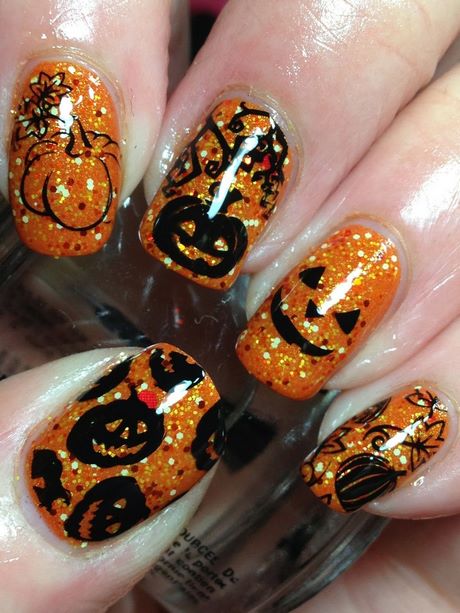 pumpkin-halloween-nail-art-41_5 Dovleac halloween nail art