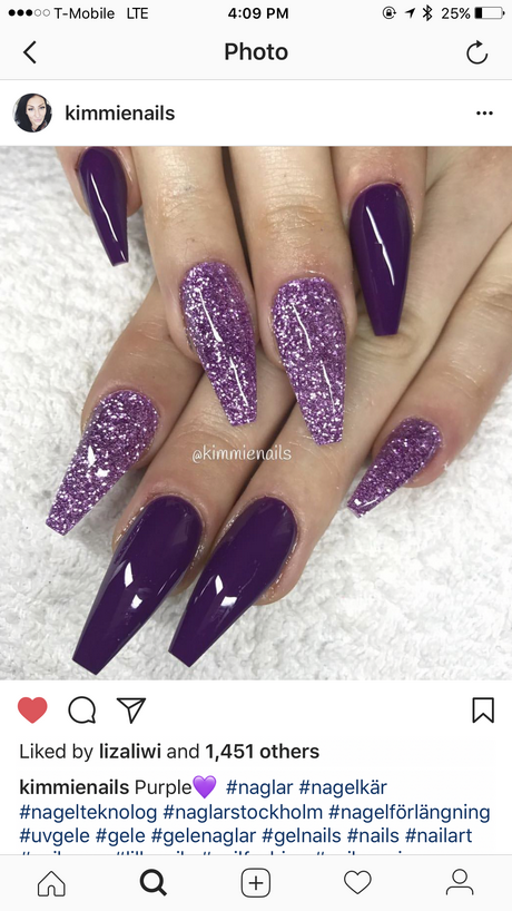 purple-and-glitter-nail-designs-22 Modele de unghii violet și sclipici