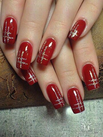 red-nails-with-silver-design-12_4 Cuie roșii cu design argintiu