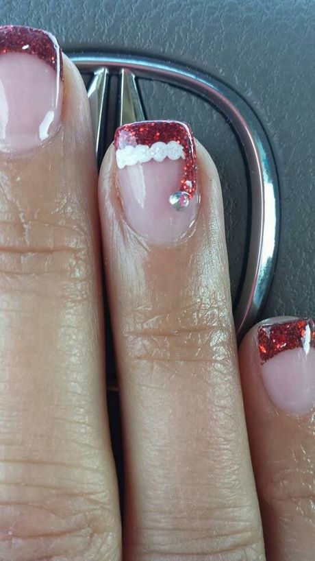 santa-hat-nail-art-designs-59 Mos Craciun pălărie nail art modele