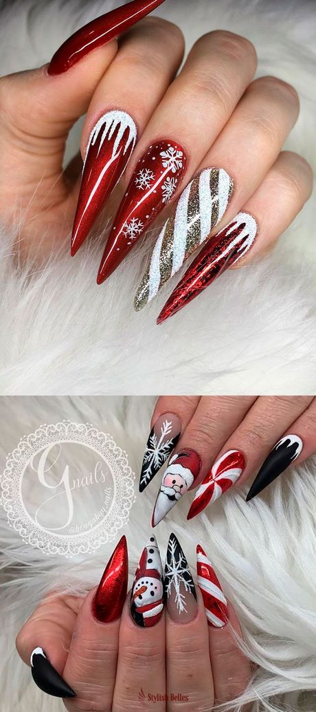 stiletto-christmas-nail-designs-63_15 Stiletto modele de unghii de Crăciun
