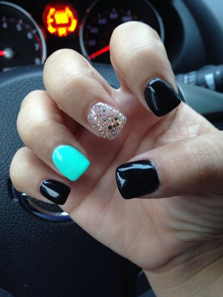 teal-and-black-nail-designs-64_11 Modele de unghii Teal și negru