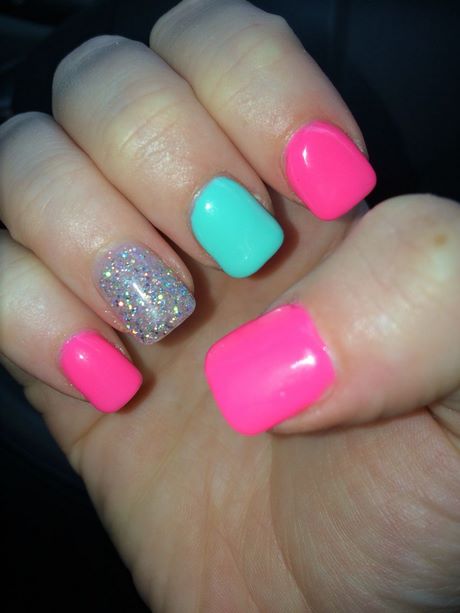 teal-and-pink-nail-designs-97_6 Modele de unghii Teal și roz