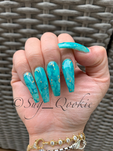 turquoise-acrylic-nail-designs-12 Modele de unghii acrilice turcoaz