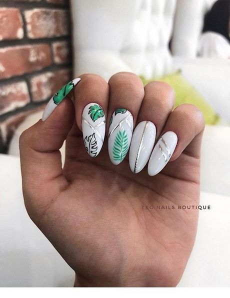 white-and-green-nail-designs-96_14 Modele de unghii albe și verzi