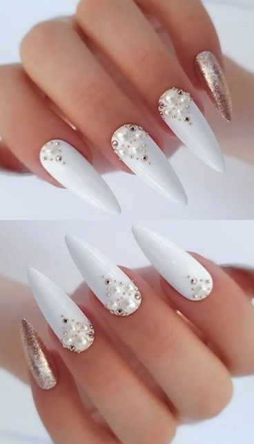 Modele de unghii cu diamante albe