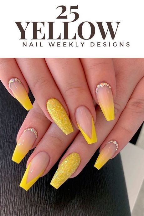 yellow-and-gray-nail-designs-86_20 Modele de unghii galbene și gri