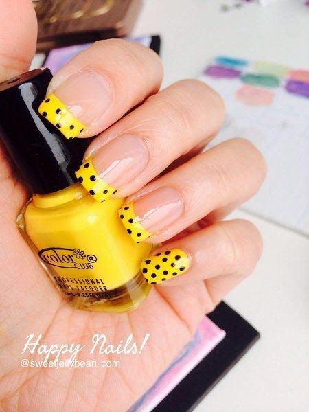 yellow-polka-dot-nails-54_7 Galben polka dot cuie