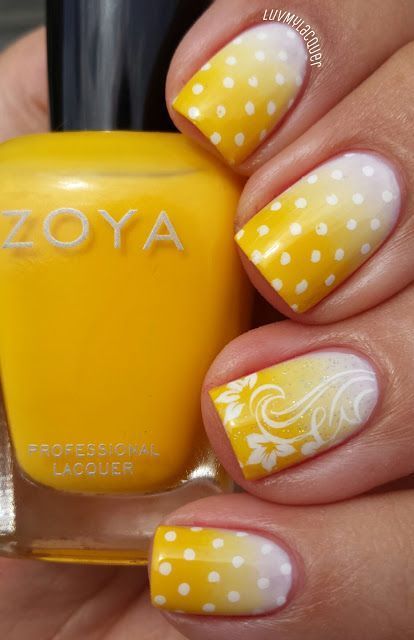 yellow-polka-dot-nails-54_9 Galben polka dot cuie